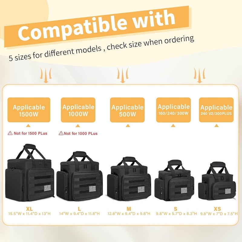 GMAK Travel Carrying Case Compatible with Jackery Explorer 160/240/240 v2/300/300 Plus, Portable Power Station Carrying Bag Travel Storage Bags with Pockets for Jackery Solar Generator ＆ Accessories - Image 5